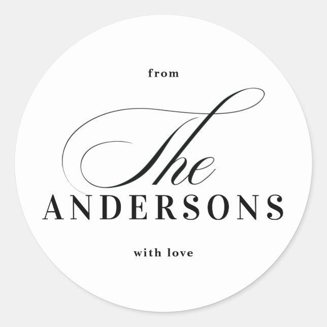 Redonda Navidades de nombre familiar simple Pegatina de va (Anverso)