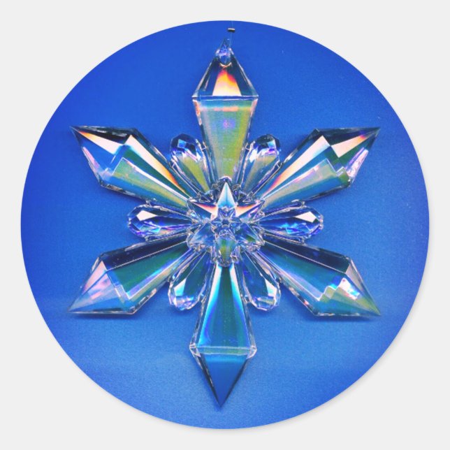 Redonda Navidades de ornamentos de copo de nieve Pegatina  (Anverso)