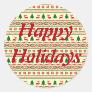 Redonda Navidades de personalizable Knit Pegatina de diseñ
