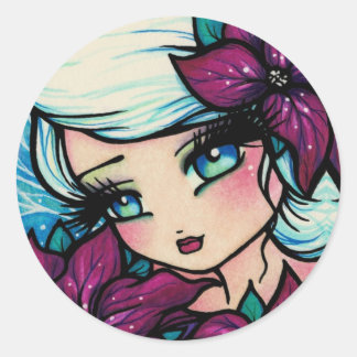 Redonda navidades de "Poinsettia Pixie" Pegatina de nieve