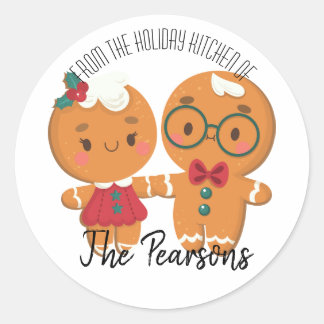 Redonda Navidades de vacaciones Pegatina de nombre de fami