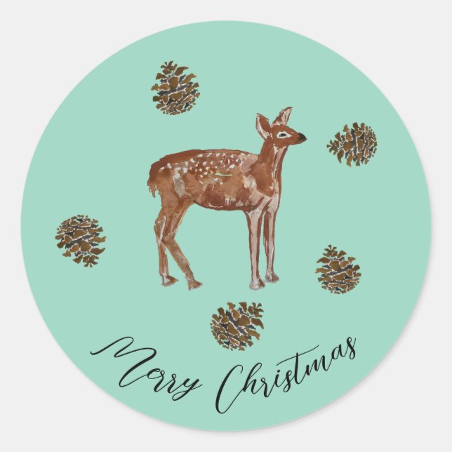Redonda Navidades de venado bebé Pegatina de guerra (Anverso)
