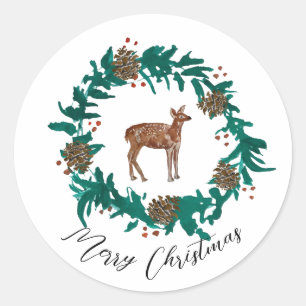 Redonda Navidades de venado bebé Pegatina de guerra
