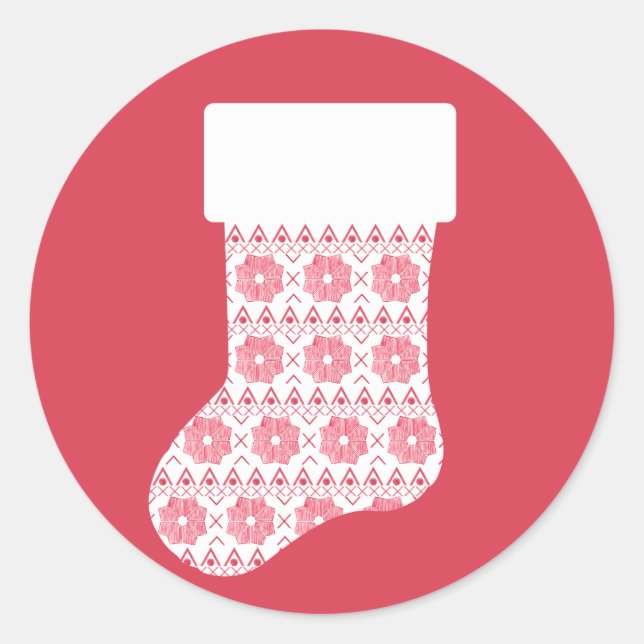 Redonda Navidades de Winter Knit Stocking Pegatina (Anverso)