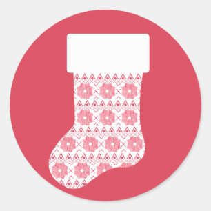Redonda Navidades de Winter Knit Stocking Pegatina