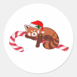 Redonda Navidades durmiendo Pegatina del Panda Rojo
