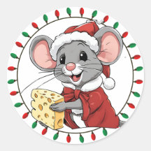 Navidades el ratón recibe al Pegatina del queso