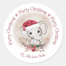 Redonda Navidades elefantes pequeños clásicos Pegatina red