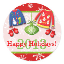 Navidades feos suéteres Pegatina de vacaciones fel