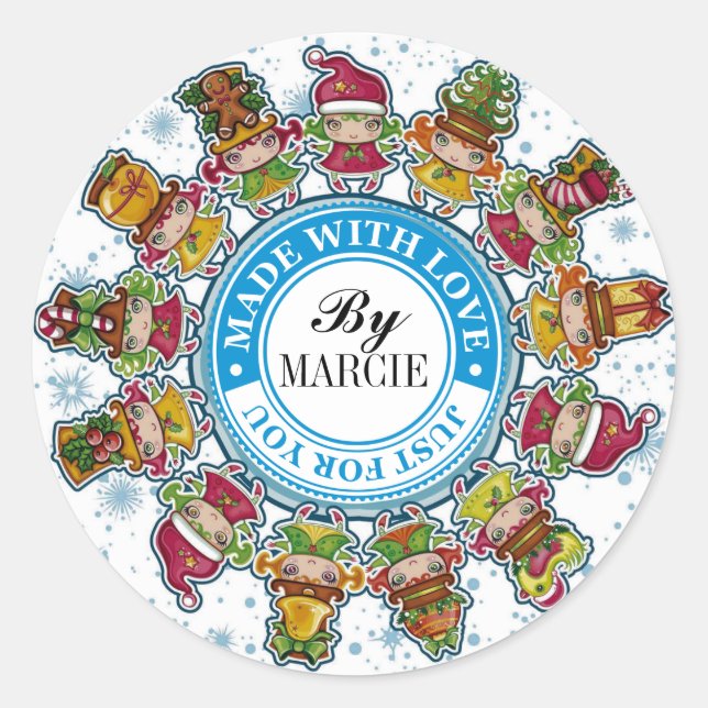 Redonda Navidades hechos con amor Pegatina - SRF (Anverso)