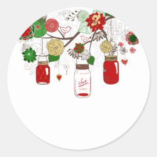 Redonda Navidades Mason Jar Pegatina