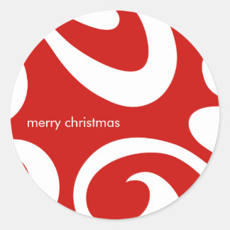 Redonda Navidades modernos Pegatina Swirl - Rojo y Blanco