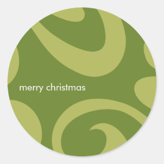 Redonda Navidades modernos Swirl Pegatina - Verde