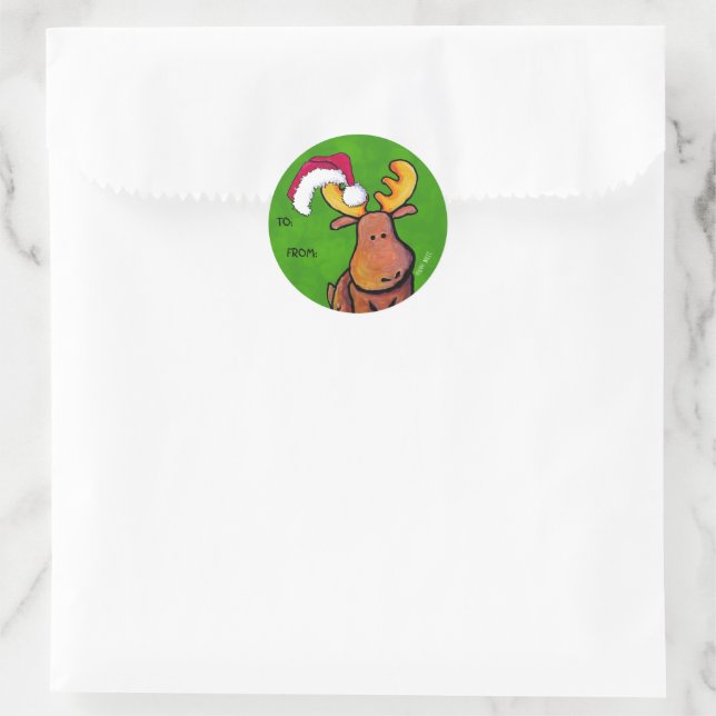 Redonda Navidades Moose Classic Round Pegatina (Bolso)