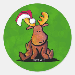 Redonda Navidades Moose Classic Round Pegatina