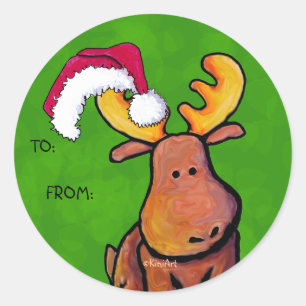 Redonda Navidades Moose Classic Round Pegatina