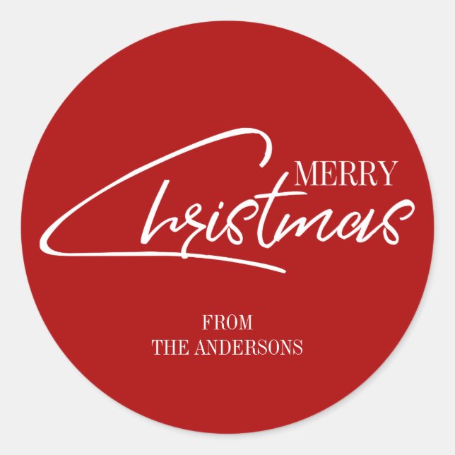 Redonda Navidades nostálgicos Script Pegatina de vacacione (Anverso)