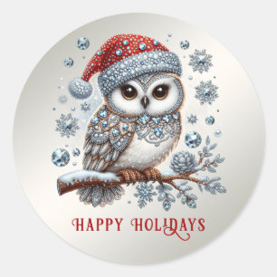 Redonda Navidades Owl Pegatina