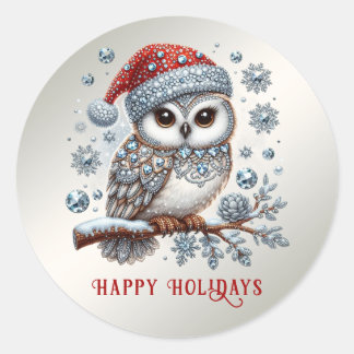 Redonda Navidades Owl Pegatina