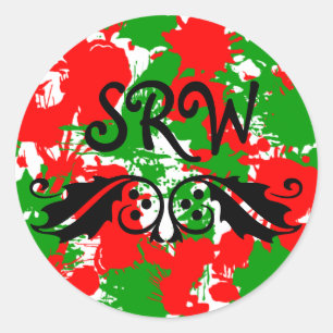 Redonda Navidades Paint Splatter Monograma Pegatina