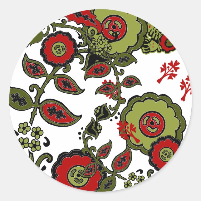 Redonda Navidades Paisley Pegatina (Anverso)
