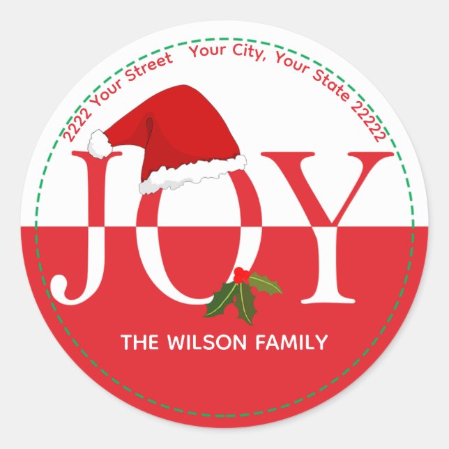 Redonda Navidades Pegatina de direcciones de retorno de Sa (Anverso)