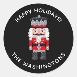 Redonda Navidades Pegatina de Holiday Nutcracker