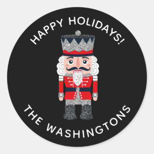 Redonda Navidades Pegatina de Holiday Nutcracker