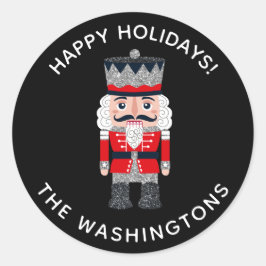 Redonda Navidades Pegatina de Holiday Nutcracker