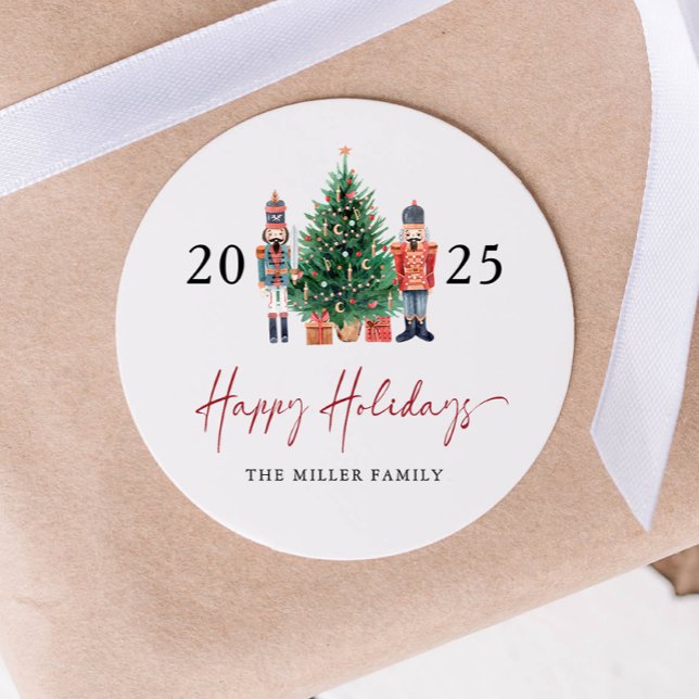 Redonda Navidades Pegatina de Nutcracker (2025 Nutcracker Happy Holidays Sticker by Painted Paperie
)
