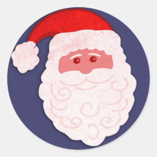Redonda Navidades pegatina de Santa azul