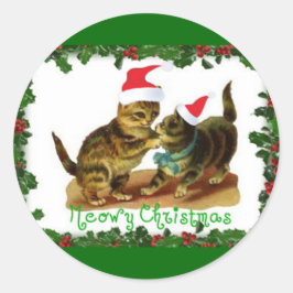 Redonda Navidades pegatina de vacaciones Gatitos
