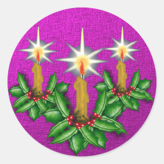 Redonda Navidades Pegatina de velas de vacaciones