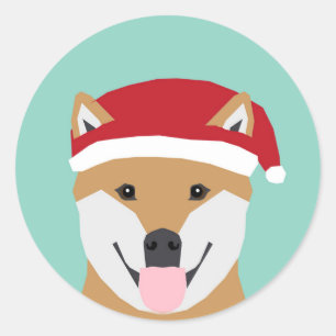 Redonda Navidades Pegatina Doge - Navidades Shiba Inu