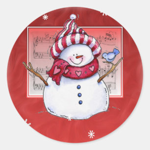 Redonda Navidades Pegatina Snowman