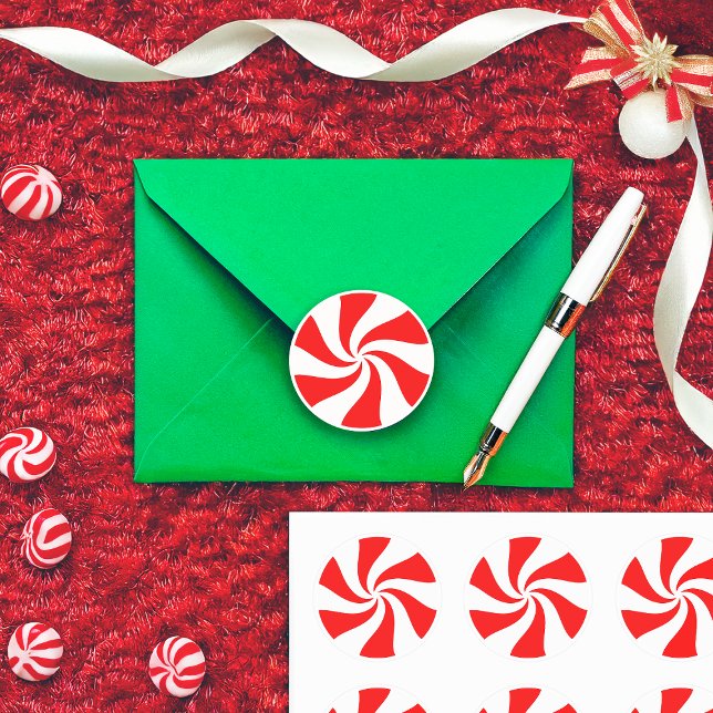 Redonda Navidades Peppermint Candy Pegatina redondo clásic (Subido por el creador)