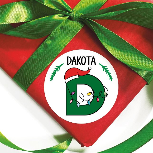 Redonda Navidades personalizados iluminan Pegatina inicial (Subido por el creador)