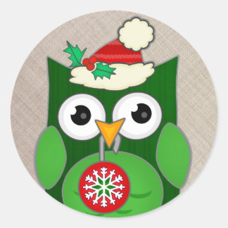 Redonda Navidades personalizados Owl Pegatina redondo clás
