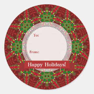Redonda Navidades Red+Green Gift Tag Pegatina redondo
