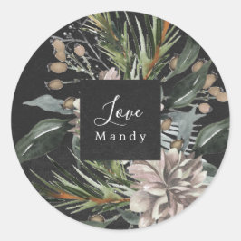 Redonda Navidades Regalo Pegatina Floral Chalkboard Holida