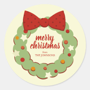 Redonda Navidades retro Pegatina de Wreath