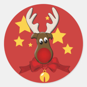 Redonda Navidades Rindeer Rudolph Pegatina