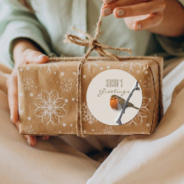 Redonda Navidades Robin Bird, Pegatina de saludos de tempo