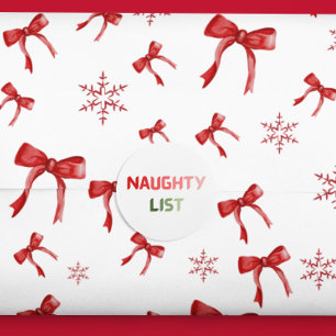 Redonda Navidades rojos de lista traviesa Pegatina de rega