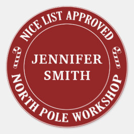 Redonda Navidades rojos Niza pegatina de regalo de lista