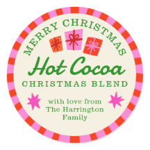 Navidades rojos y rosados pegatina de regalo de ch