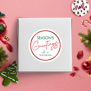 Redonda Navidades Ronda Pegatina Guión Rojo Personalizado