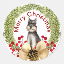 Navidades Schnauzer Pegatina redondo clásico