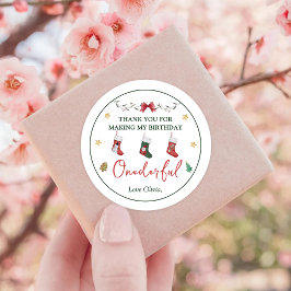 Redonda Navidades Sock Birthday Classic Round Pegatina