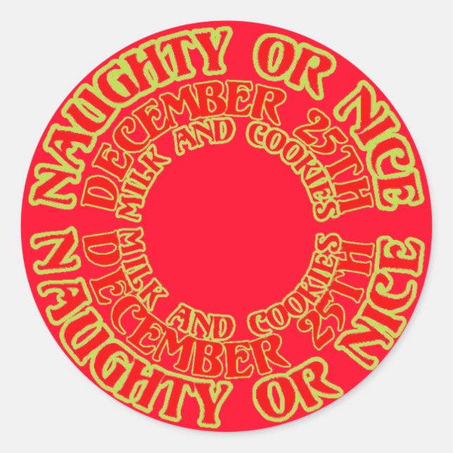 Redonda Navidades traviesos o amables contratan a Pegatina (Anverso)